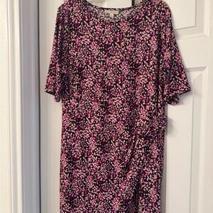 Dana Buchman Pink and Black Ruched Sheath Dress